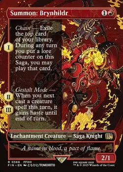 NM-Mint, English MTG Foil Summon: Brynhildr - Foil - Borderless Final Fantasy (M - Image 1