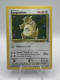 Pokemon TCG Jungle Holo Card Kangaskhan, 5/64, Unlimited Rare, Vintage LP - Image 1