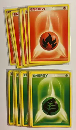 GRASS & FIRE ENERGY Pokemon Cards 2007 Diamond & Pearl Series Lot 12 - Image 1