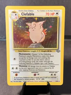 Pokemon TCG Clefable #1/64 Jungle Set Unlimited Holo Rare WOTC VTG 1999 - Image 1