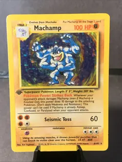Pokemon TCG Machamp Holo 1st Edition Base Set #8/102 Holo Rare VTG WOTC - Image 1
