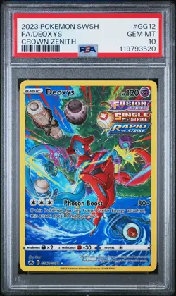 2023 POKEMON SWORD AND SHIELD CROWN ZENITH GG12 FULL ART DEOXYS PSA 10 - Image 1
