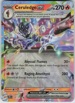 Pokemon Ceruledge ex 036/191 SV08: Surging Sparks Double Rare NM - Image 1
