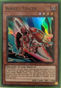 YuGiOh Rokket Tracer Super Rare 1st Edition SDRR-EN002 NM - Image 1