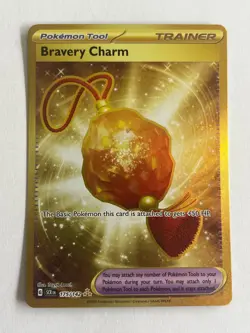 Pokemon TCG Bravery Charm Stellar Crown Gold Secret Hyper Rare Card 175/142 - Image 1