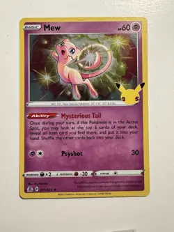 Mew 011/025 - 25th Anniversary Celebrations Holo Rare Pokemon Card NM - Image 1