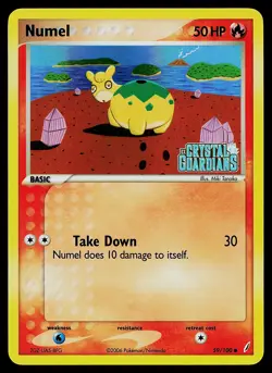 Pokemon Card - Numel Crystal Guardians Stamped 59/100 Common Reverse Holo - Image 1