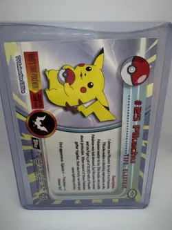 1999 Topps Pokemon #25 Pikachu TV Animation Edition Series MINT - Image 2
