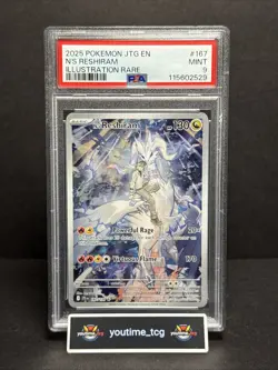 2025 Pokemon Jtg En-Journey Together Illustration Rare N's Reshiram #167 PSA 9 - Image 1