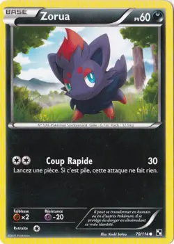 Zorua - N&B: Noir et Blanc - 70/114 - Carte Pokemon Francaise - Image 1