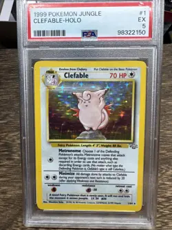 1999 Pokemon Jungle Clefable Holo Rare PSA 5 1/64 - Image 3