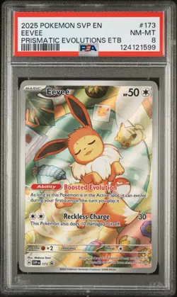 2025 POKEMON SVP EN-SV BLACK STAR PROMO #173 EEVEE PSA 8 - Image 1