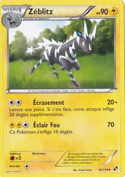 Zeblitz - N&B: Noir et Blanc - 42/114 - Carte Pokemon Francaise - Image 1