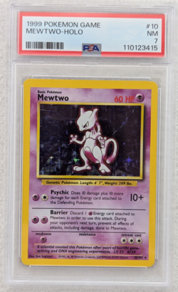 1999 Mewtwo #10 Base Set Holo Pokemon Card Rare PSA 7 Fresh Slab - Image 1