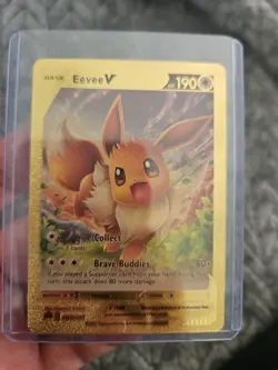 Eevee V Gold Foil Fan Art Vinyl Textured Collector Pokemon Card - Image 1