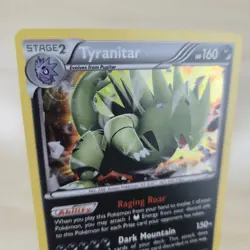 INSANE DOUBLE WHOLE SWIRL HOLO BLEED Tyranitar 56/124 Cosmos Promo Pokemon Card - Image 1