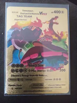Venusaur Charizard Blastoise Gigantamax VMax Tag Team Gold Pokemon Card 143/203 - Image 2