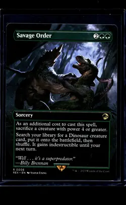 2023 MTG Magic The Gathering REX Jurassic Park World Borderless #6 Savage Order - Image 1