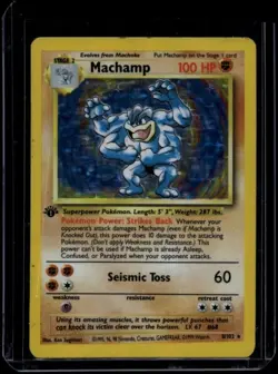 Pokemon TCG Machamp 8/102 Base Set 1st Edition Holo HP - Image 1