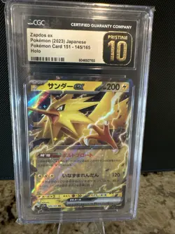 2023 Zapdos ex 145/165 151 JAPANESE CGC PRISTINE 10 POKEMON HOLO - Image 1
