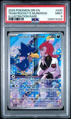 2025 POKEMON DRI EN-DESTINED RIVALS #200 TEAM ROCKET'S MURKROW PSA 9 - Image 1