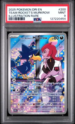 2025 Pokemon Dri En-Destined Rivals #200 Team Rocket's Murkrow IR PSA 9 - Image 1