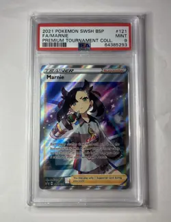 2021 Marnie Premium Tournament Collection Pokemon TCG Full Art #121 PSA 9 - Image 1
