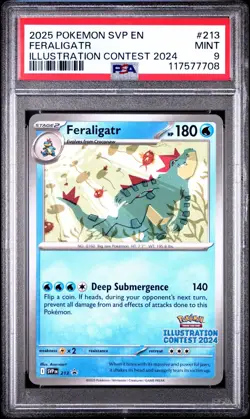 2025 POKEMON SVP ILLUSTRATION CONTEST 2024 PROMO #213 FERALIGATR PSA 9 - Image 1