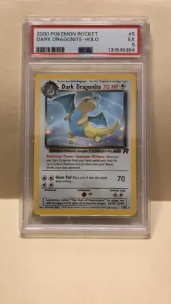 Pokemon TCG Dark Dragonite 5/82 Holo Rare Card PSA 5 EX WOTC 2000 Pokemon Rocket - Image 1