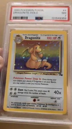 Pokemon TCG Dragonite 4/62 Holo Rare Card PSA 7 NM WOTC 1999 Pokemon Fossil - Image 2