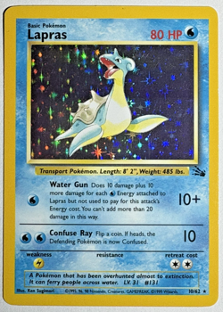 Pokemon TCG Lapras Rare Holo Card #10/62 Fossil - Image 1