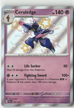 Ceruledge 162/091 SV Paldean Fates Shiny Rare Pokemon TCG Card NM Condition - Image 1