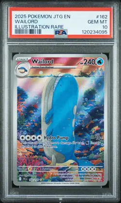 2025 POKEMON JTG EN-JOURNEY TOGETHER ILLUSTRATION RARE #162 WAILORD PSA 10 - Image 1