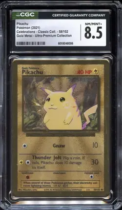 Pokemon Celebrations Gold Metal Pikachu 58/102 CGC 8.5 NM/MINT+ (LIST B) - Image 1