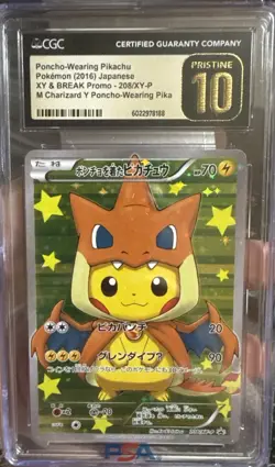 Pokemon Poncho-Wearing Pikachu M Charizard Y JPN Promo 208/XY-P CGC 10 Pristine - Image 1