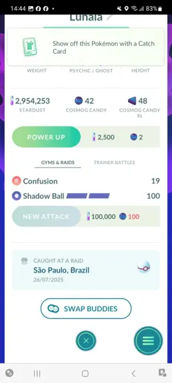 Pokemon Go Legendary Lunala ( Normal ) - Image 2