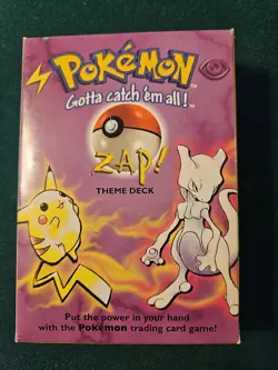 1999Pokemon Base Set ZAP Theme Deck Box, 1 Pokemon Coin, 10 Damage Counters Mint - Image 1