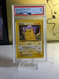 1999 Pokemon Base Set Pikachu Yellow Cheeks #58 PSA 7 NM Vintage WOTC - Image 1