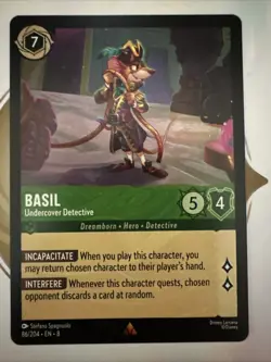 Disney Lorcana TCG Reign of Jafar Basil Undercover Detective Card 86/204 Regular - Image 1