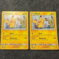 2x Pikachu SM162 Promo Pokemon Card Holo Rare Mimikyu - Image 1