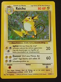 Pokemon German Raichu Holo Base Set 14/102 Deutsch NM Vintage Retro - Image 1