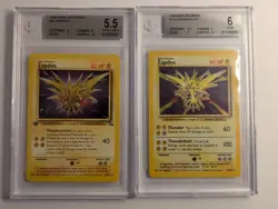 1999 Pokemon Zapdos Combo - Base Un. Holo (BGS 6) & 1st Edition Fossil (BGS 5.5) - Image 1