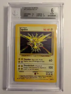 1999 Pokemon Zapdos Combo - Base Un. Holo (BGS 6) & 1st Edition Fossil (BGS 5.5) - Image 2
