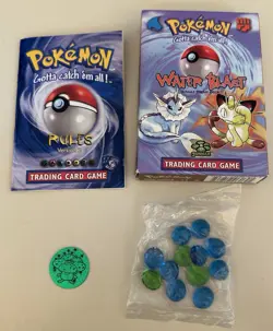 Pokemon TCG Water Blast Jungle Theme Deck Box, Rules, Damage Counters, and Coin - Image 1