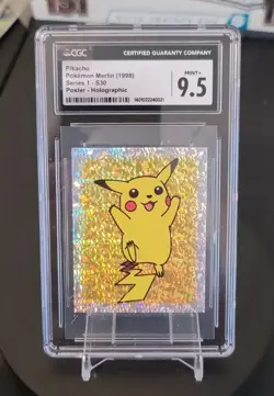 1998 Pokemon CGC 9.5 English Merlin Series 1 Holo Pikachu Sticker #S30 - Image 1