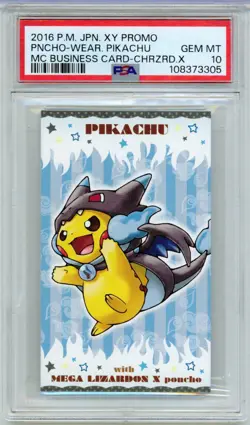 PSA 10 Poncho Pikachu Charizard X Mega Campaign Business Card Japanese Pokemon - Image 1