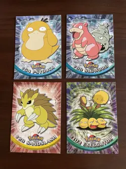 Pokemon 1999 Topps TV Animation - 4 Card Lot - Psyduck Slowbro - Image 1