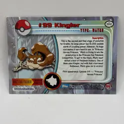 Kingler #99 - Topps Blue Logo - TV Pokemon Card - NON-HOLO - HP Tcg Card - Image 2