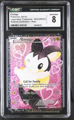 CGC 8 Emolga Legendary Treasures RC23/RC25 Radiant Collection Holo Pokemon Card - Image 1