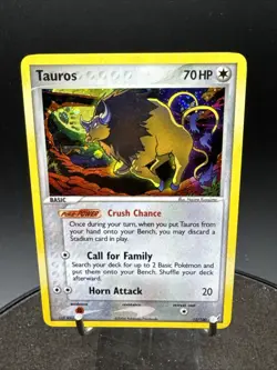 Tauros 12/100 Holo Rare EX Crystal Guardians Pokemon Card SWIRL - Image 2